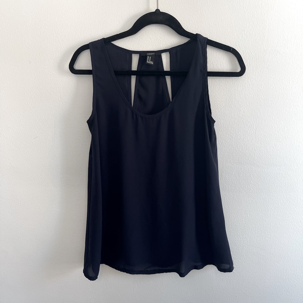 Navy Sleeveless Forever 21 Blouse - Size M